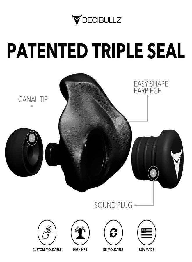 Decibullz 25-Decibel Noise-Reduction Earplugs for Hearing Protection, Custom-Molded Reusable Earplugs for Noise Sensitivity & Flights, Black - Image 4